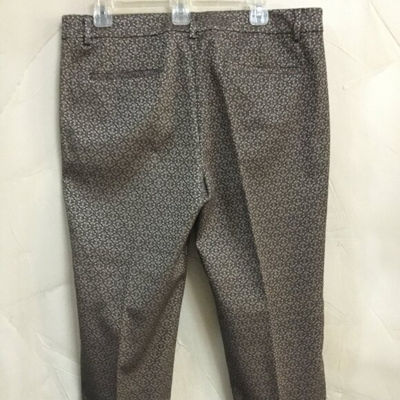 Joe Fresh Women Size 12 Ankle Pants Slacks Tan Gray Brocade Inseam 28 Slim Leg - Picture 3 of 10